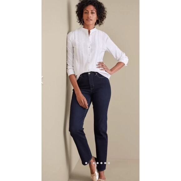 Soft Surroundings XL Ultimate Denim 5-Pocket Jeans Relaxed Straight Full Length - Picture 3 of 9